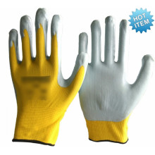 NMSAFETY 13 jauge hiver protection gants de travail tricoté yarm sans couture jaune polyester nitrile gants de qualité supérieure